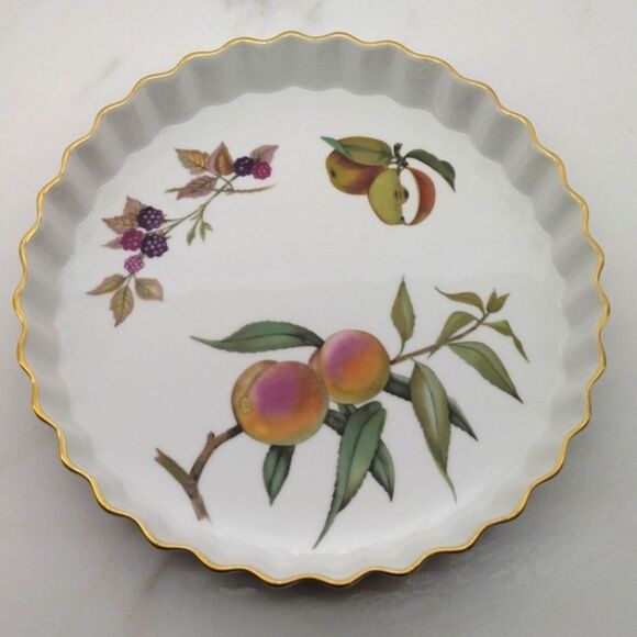 Royal Worcester Other - Royal Worcester England Evesham White & Gold Serveware Pie Plate Dish Vintage